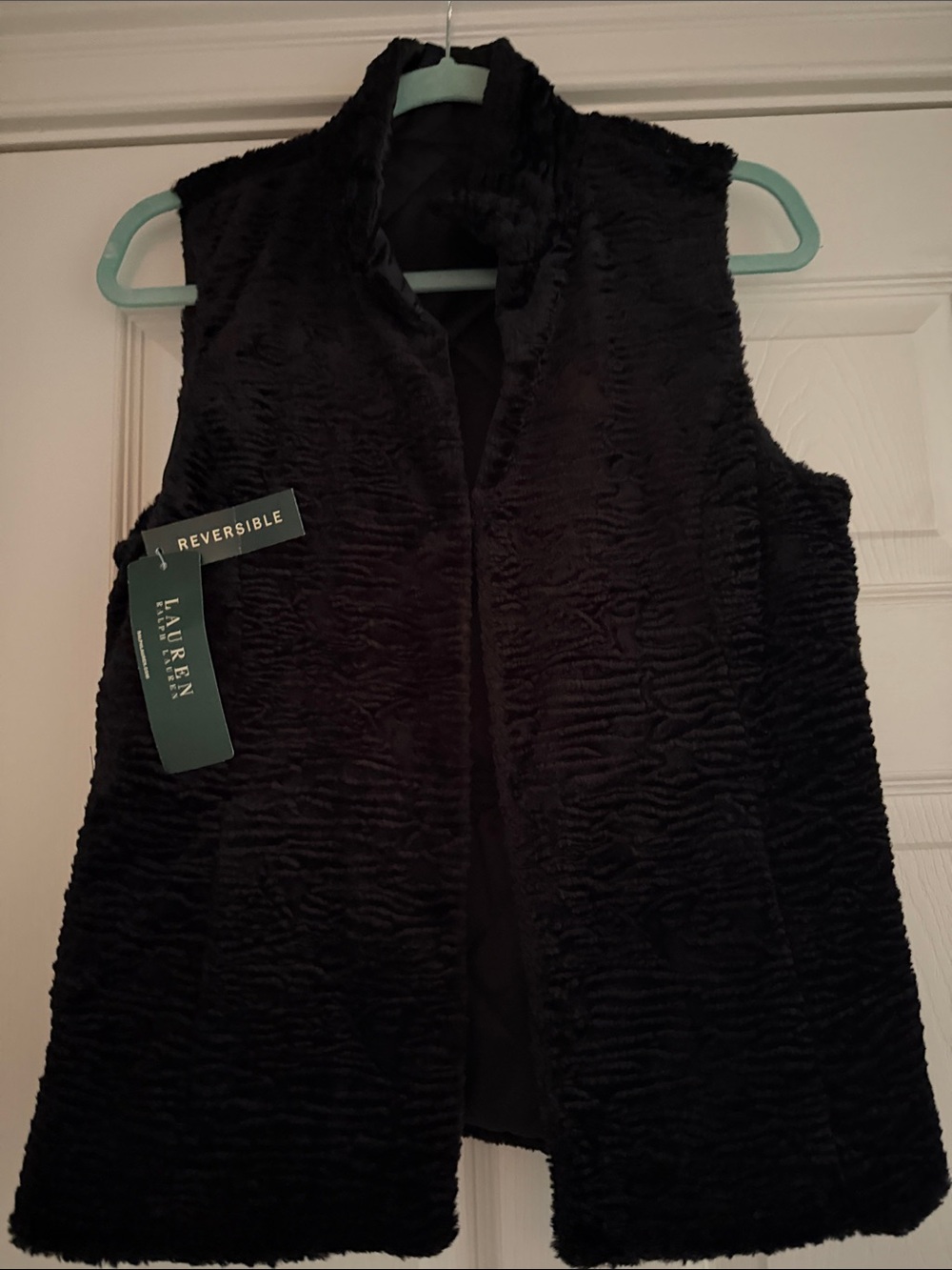 Lauren Ralph Lauren Black Reversible Faux Fur Vest
